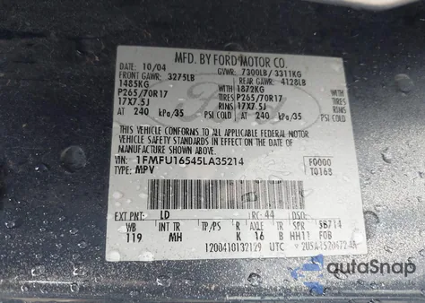 2005 Ford Expedition Nbx/Xlt from USA, damaged, VIN 1FMFU16545LA35214